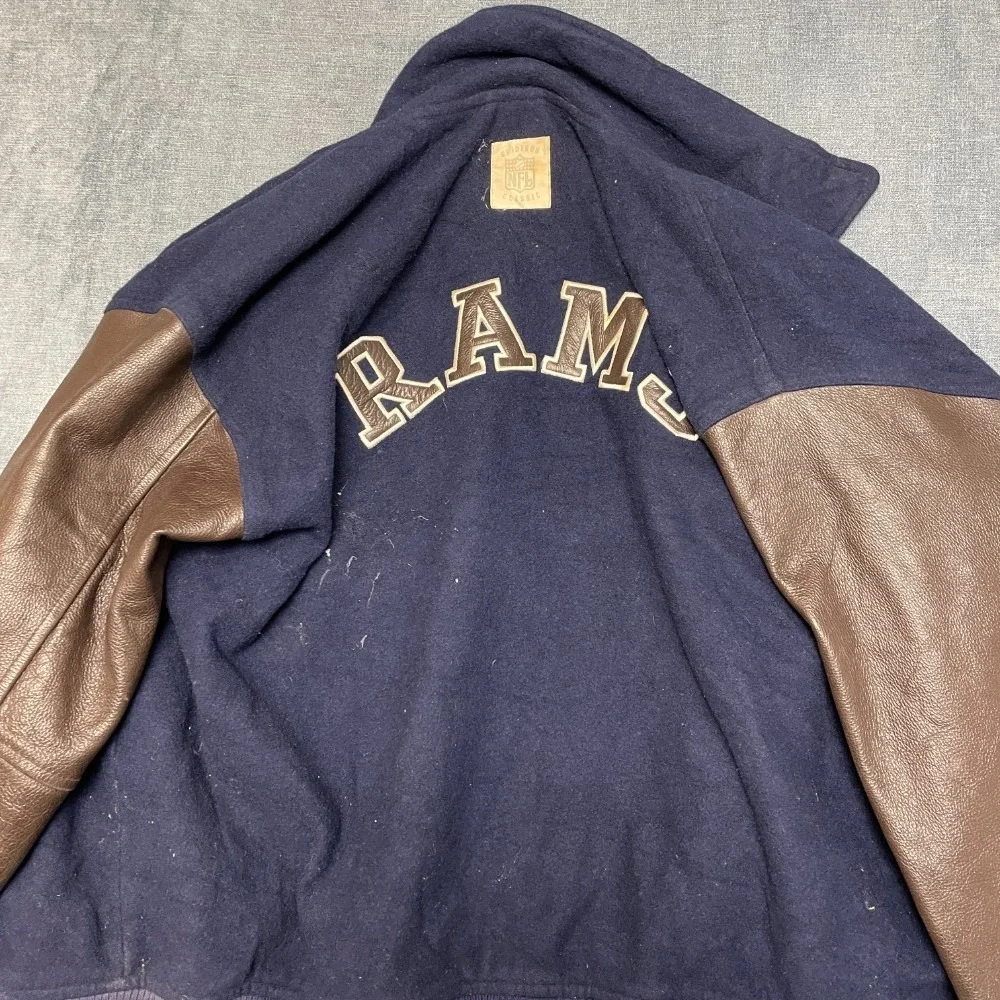 VTG Los Angeles Rams Letterman Jacket Men L Navy Blue Reebok Football NFL